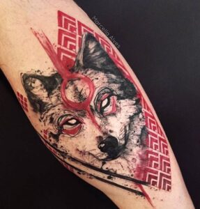 tatuagens de lobo na panturilha