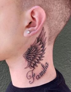 asa de anjo no pescoço tatuagem masculina