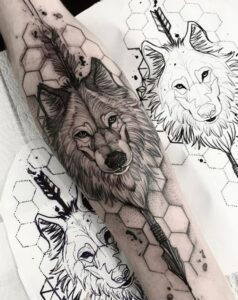 TATUAGEM DE LOBO GEOMETRICA