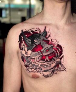 tatuagem oriental no peito