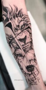 tatuagem de lobo masculino