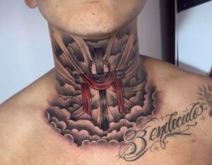 tatuagem na garganta masculina